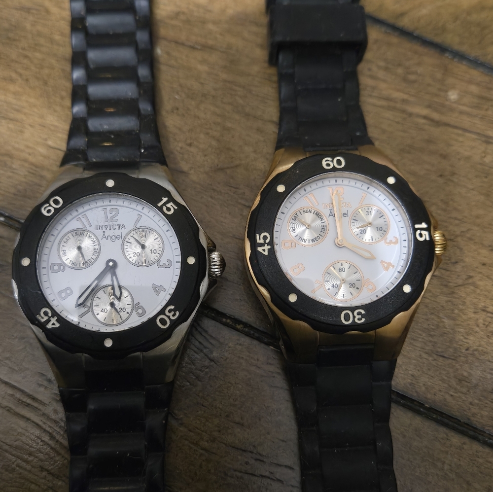 Invicta Black and Gold Black And Silver Watch Pair